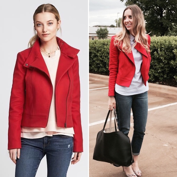 Banana Republic Jackets & Blazers - New Banana Republic Red Moto Jacket
